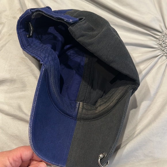 Balenciaga Cap Two-Tone Logo Baseball Cap Hat Blue/Black Size L - Picture 4 of 7